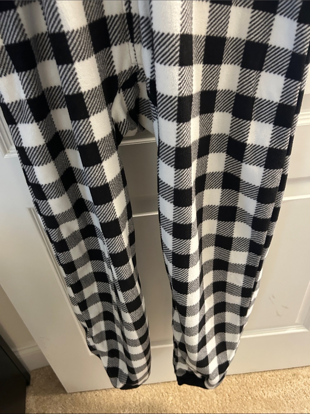 The Children's Place Black and White Buffalo Check Hooded Pajama Onesie - Picture 5 of 7